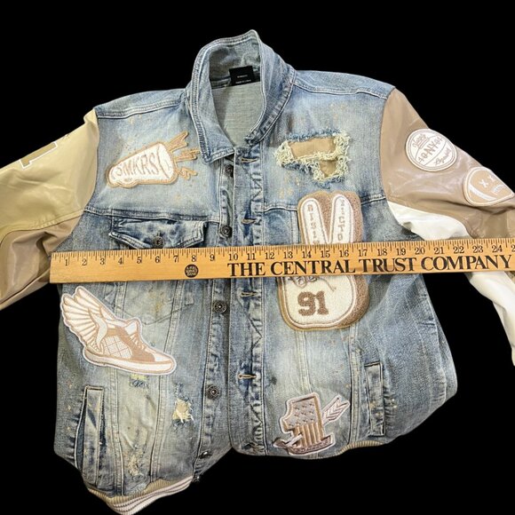 smoke rise men's jean jacket with Patches XL - Picture 13 of 16